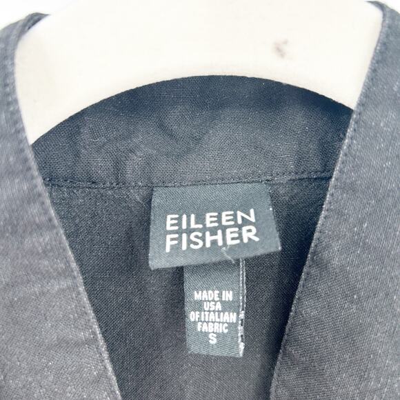 Eileen Fisher Womens Italian Linen Blend Boxy Long Sleeve Button Up Shirt Size S - Picture 2 of 6